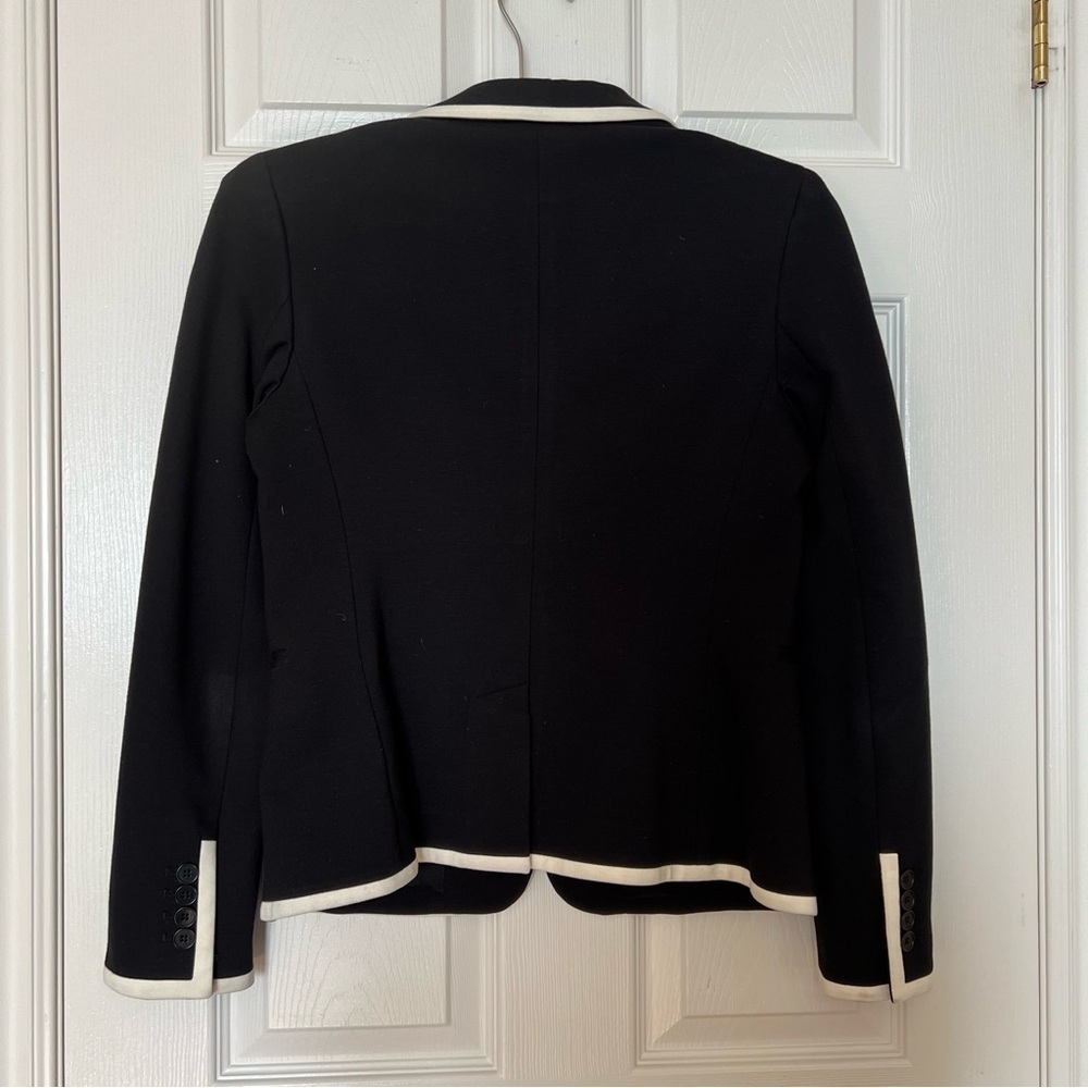Talbots Black White Trim Luxe Knit Banded Single-Breasted Blazer Jacket - Sz 4 - Picture 5 of 11